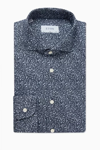 Paisley-print Shirt in Four-way Stretch Cotton