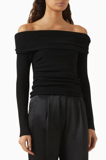 Off-shoulder Sweater in Wool-cashmere Knit