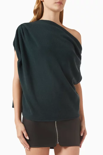 One-shoulder Sweater in Wool-cashmere Knit