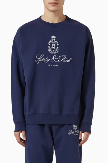 Vendome Embroidered Crewneck Sweatshirt in Cotton