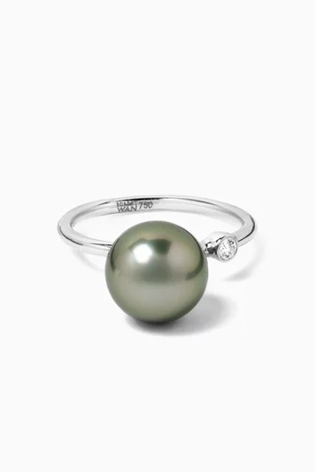 Akila Pearl Diamond Ring in 18kt White Gold