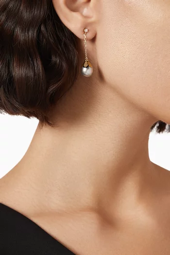 Ariake Pearl Pendant Drop Earrings in 18kt Gold