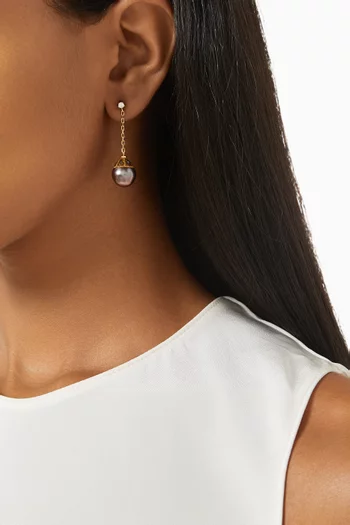 Ariake Pearl Pendant Drop Earrings in 18kt Gold