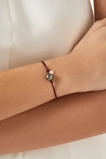 Pearl & Hamsa Charm Bracelet in 18kt Rose Gold