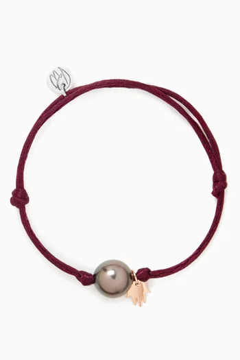 Pearl & Hamsa Charm Bracelet in 18kt Rose Gold