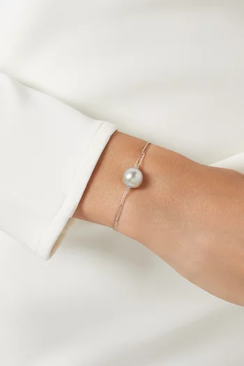 Links of Love Chain Pearl Bracelet in 18kt White Gold