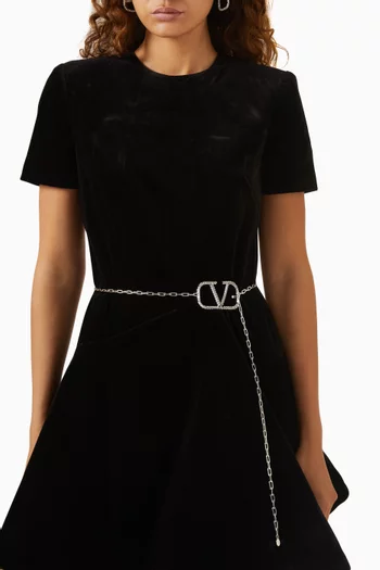 VLOGO Signature Chain Belt in Metal