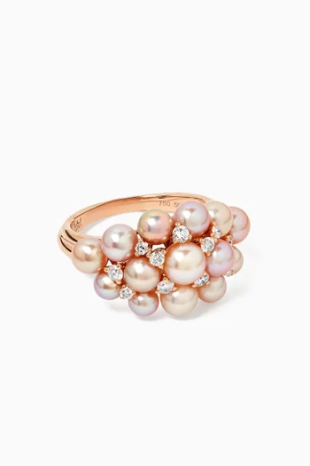 Bahar Diamond & Pearl Cluster Ring in 18kt Rose Gold