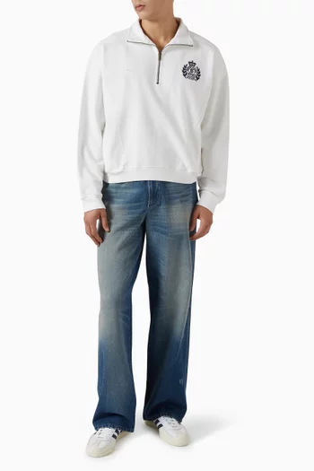 H&W Embroidered Quarter-zip Sweatshirt in Cotton