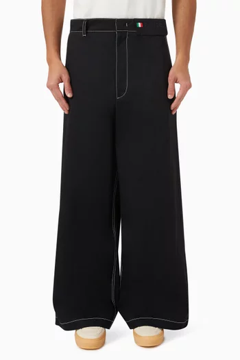 بنطال بقصة ساق واسعة قطن غابردين مونكليه × بالم انجلز