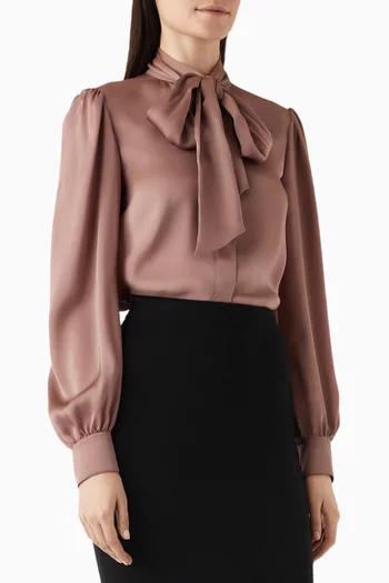 Scarf-neck Blouse in Silk Charmeuse