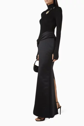 The Eden Trophy Maxi Dress in Stretch Jersey & Satin