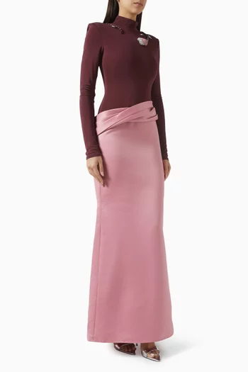 The Eden Trophy Maxi Dress in Stretch Jersey & Satin