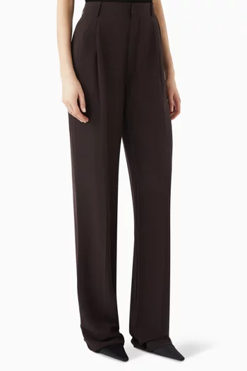 Relaxed Straight-leg Pants in Silk-crepe