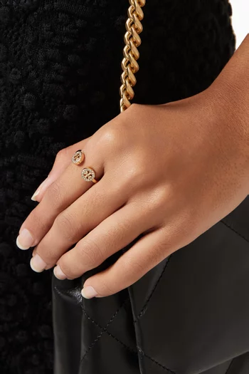 خاتم ميلر بتصميم مفتوح مرصع بأحجار بافيه نحاس مطلي ذهب عيار 18