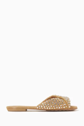 Blink Embellished Flat Sandals in Suede