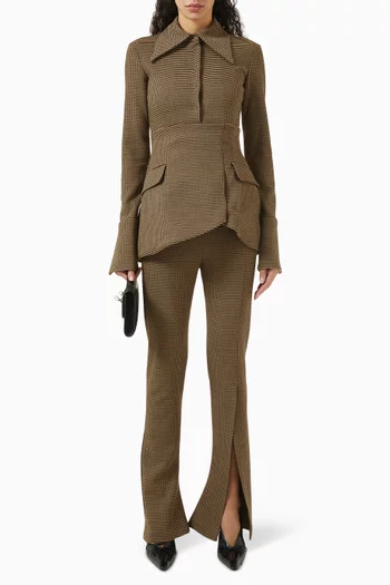 High-waisted Slit Pants in Wool Blend
