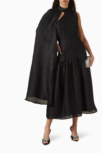 فستان متوسط الطول بكاب جاكار