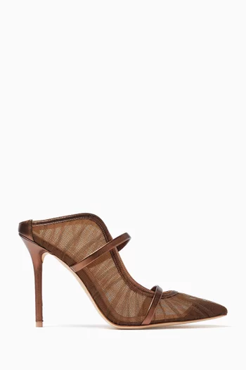 حذاء مورين مفتوح من الخلف بكعب 100 مم تول وجلد لامع