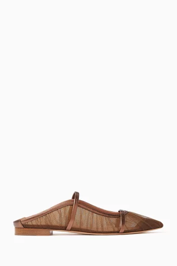 Buy Malone Souliers Brown Maureen Flats in Tulle Metallic Leather for Women Online Ounass Kuwait