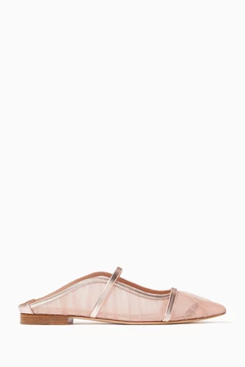 Maureen Flats in Tulle & Metallic Leather