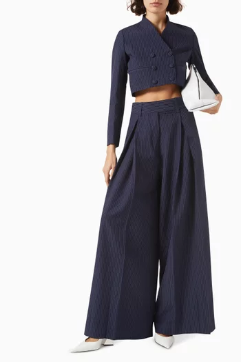 Cropped Pinstripe Blazer in Crepe