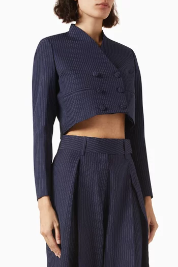 Cropped Pinstripe Blazer in Crepe