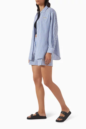Striped Oversized Shirt in Cotton-poplin