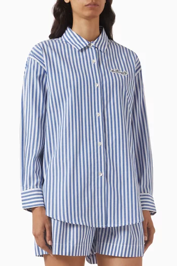 Striped Oversized Shirt in Cotton-poplin