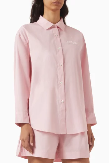 Striped Oversized Shirt in Cotton-poplin
