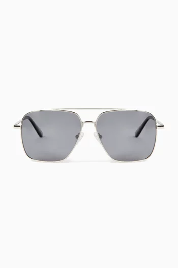 Harry Aviator Polarized Sunglasses in Stainless Steel