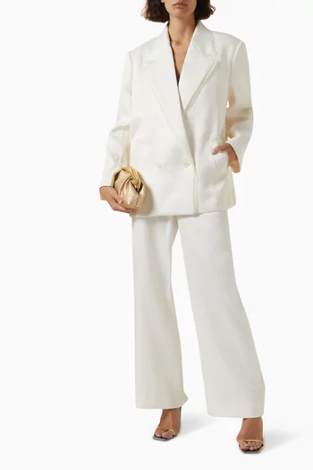 Notched Lapel Blazer in Duchess Satin