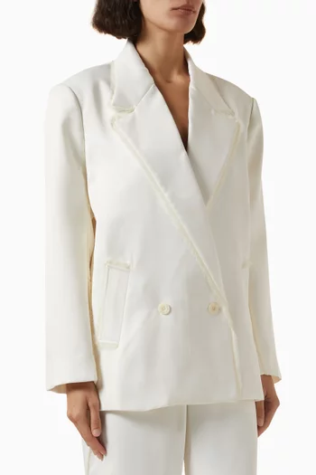 Notched Lapel Blazer in Duchess Satin