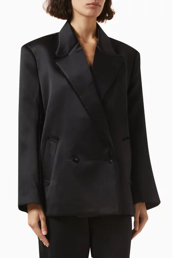 Notched Lapel Blazer in Duchess Satin