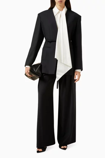 Belted V-neck Jacket in Wool Blend