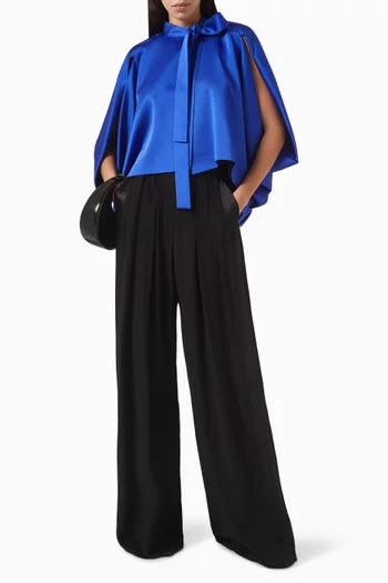 Scarf-neck Crop Blouse in Satin