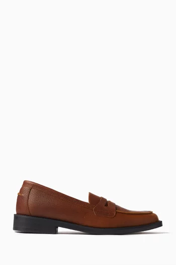 Wilde Pebble Penny Loafers in Grainy Leather