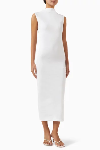 فستان روز متوسط الطول قطن جيرسيه مضلع