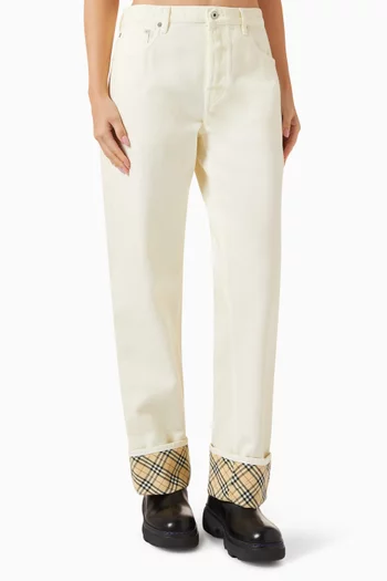 Checkered Straight-leg Jeans in Denim