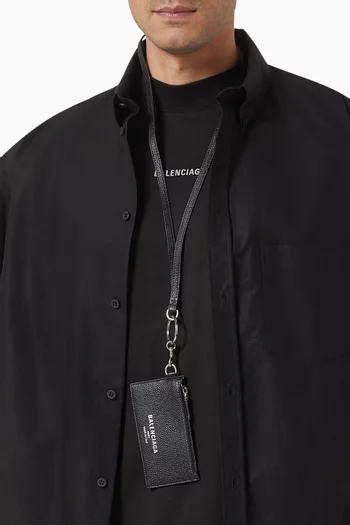 Credit Card Case On Keychain in Grained Calfskin