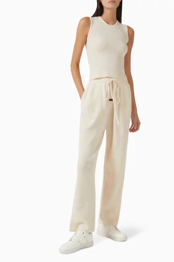 Relaxed Sweatpants in Waffle-knit