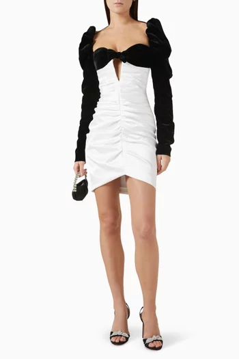 Draped Mini Dress in Satin & Velvet