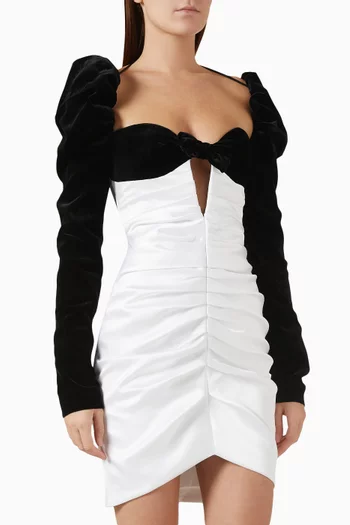 Draped Mini Dress in Satin & Velvet