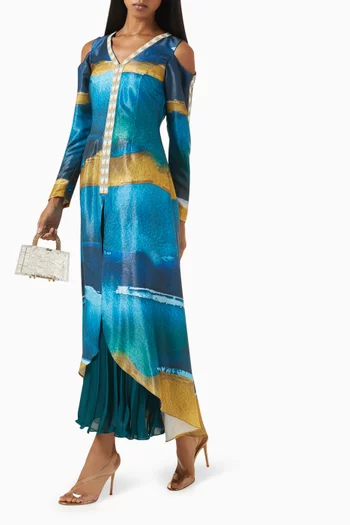 Cold-shoulder Maxi Dress in Silk