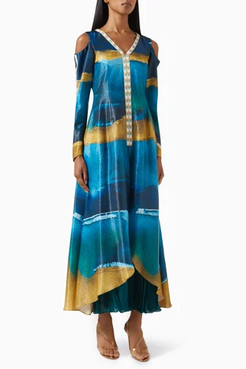 Cold-shoulder Maxi Dress in Silk