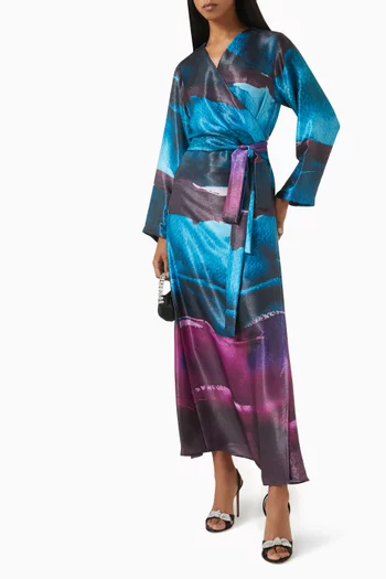 Printed Wrap Dress in Silk