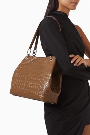 Large Kensington Tote Bag in Croc-embossed Leather