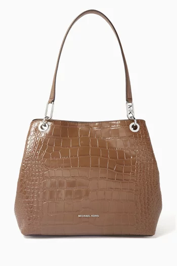 Large Kensington Tote Bag in Croc-embossed Leather