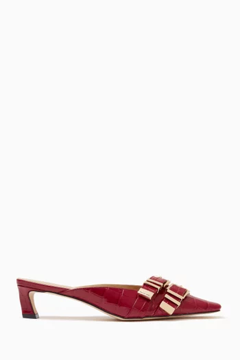 Darrington Mules in Croc-embossed Leather