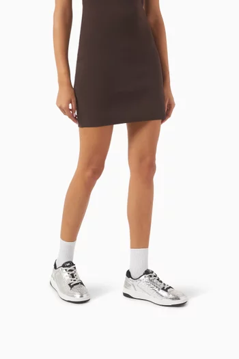Rebel Metallic Low-top Sneakers in Croc-embossed Leather